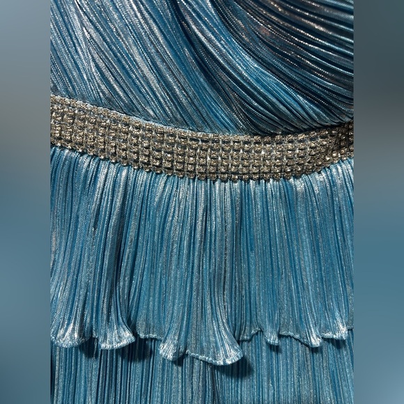 Mac Duggal 27677 NWT One Of A Kind Metallic Blue Dress - Picture 3 of 4